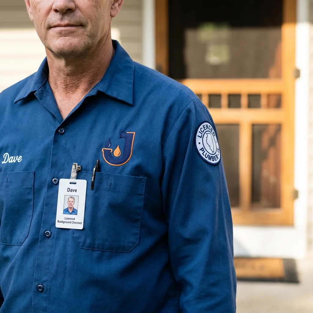 Licensed plumber showing ID badge in Catoosa, OK