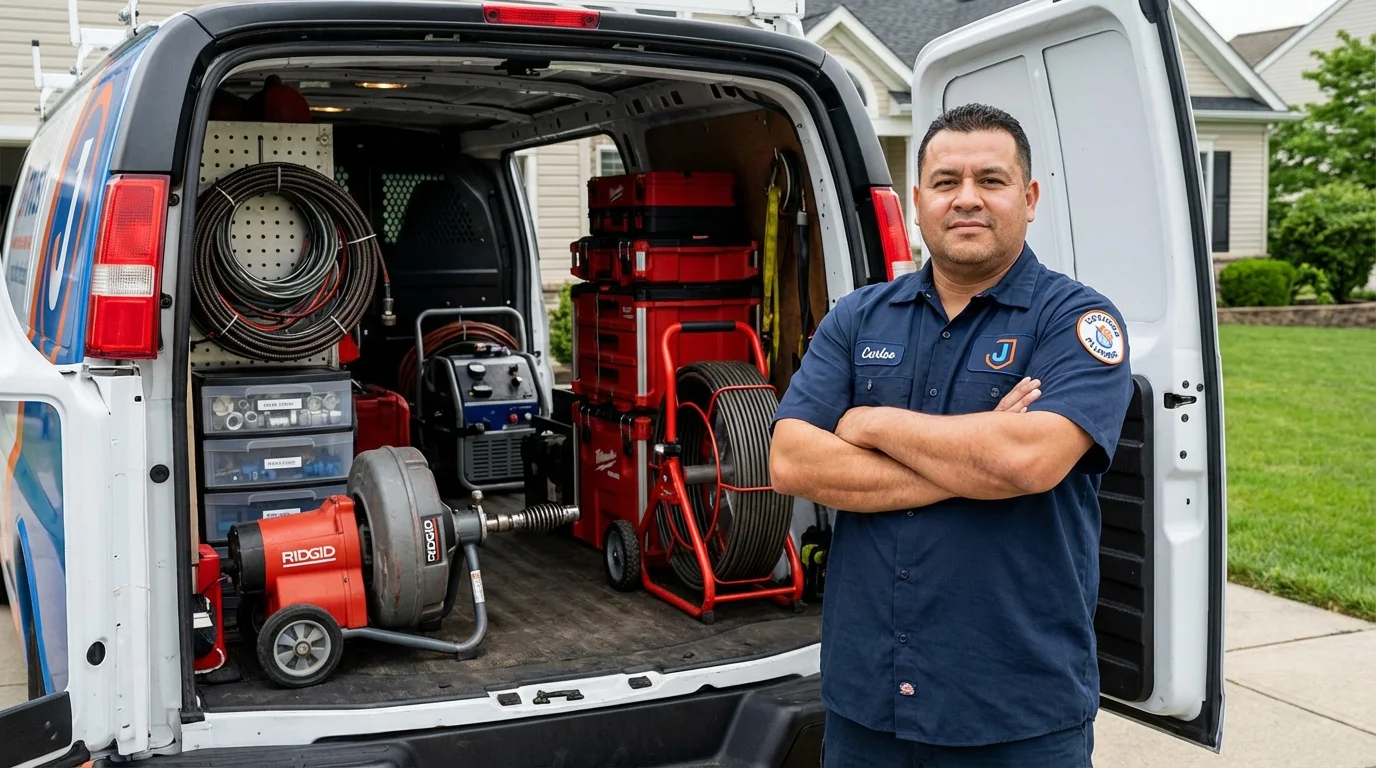 Professional drain cleaning equipment and Johns Plumbing LLC plumber in Catoosa
