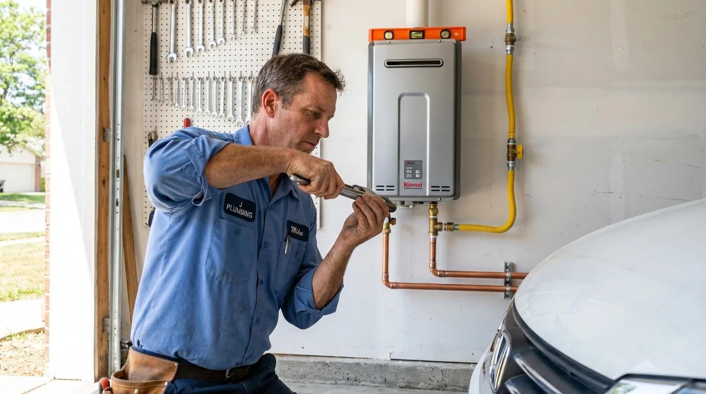 Tankless water heater installation by a Johns Plumbing LLC plumber in Catoosa